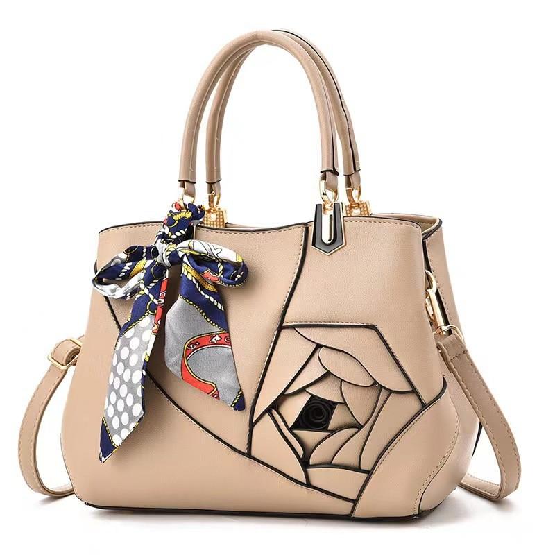 Stylish Pu Bucket Handbag For Women With Floral Scarf Design And Spacious Interior