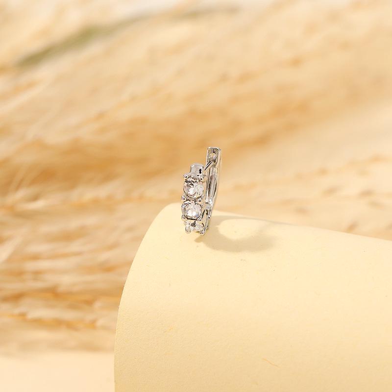 

Exquisite Zircon Stud Earrings: Stylish Titanium Hoop with Micro-Paved Shiny Edge Design.