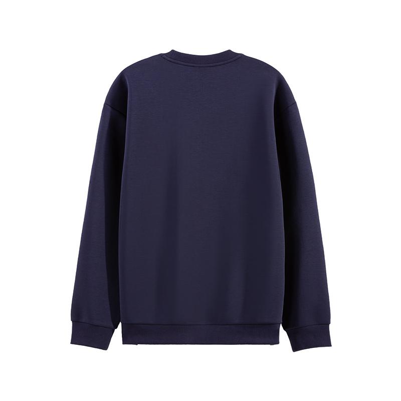 Li Ning Sweatshirts Unisex Ink Blue Crew Neck Moderate Regular AWDVG85-3