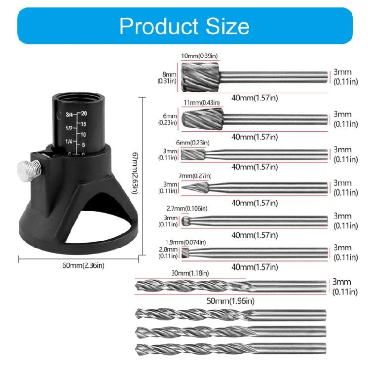 11-delige Roterende Multifunctionele Tool Snijgeleider Router Accessoireset met Freesboren Bit Roterende Locators Houtbewerking