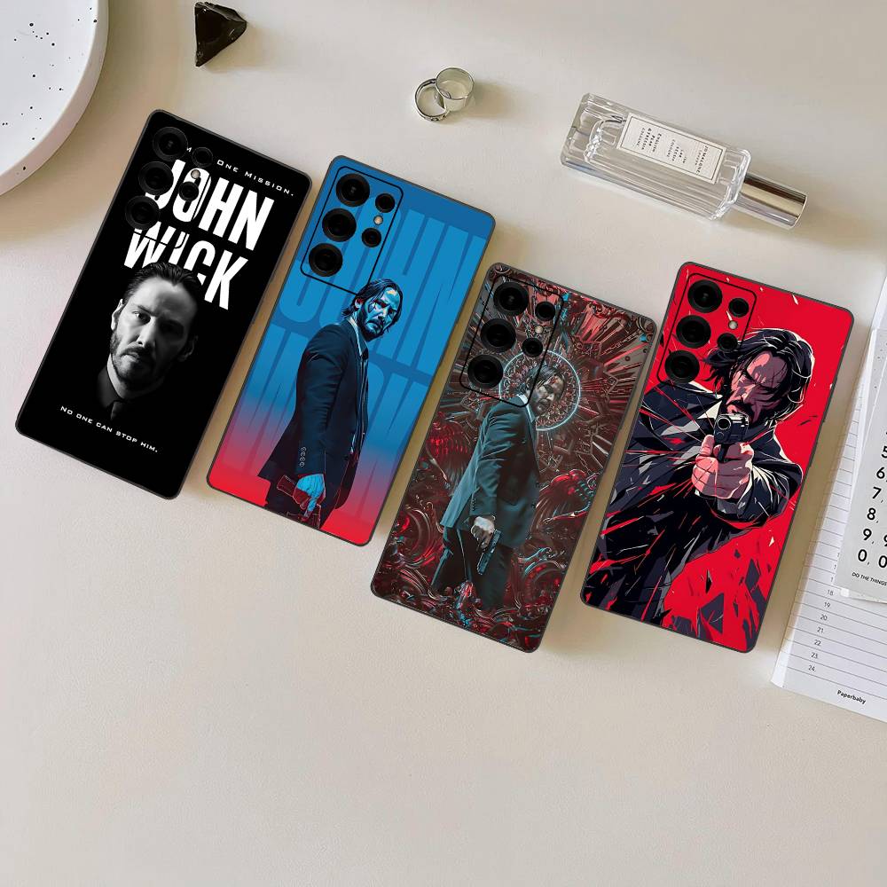 1pc Classic J-john Movie W-wick Phone Case For Samsung S 24 Fe 25 Ultra Plus 20 Lite 21 30 22 23 24 22 Ultra 5G Fundas