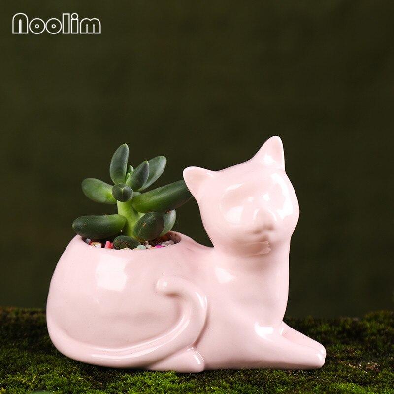 Ceramic Cartoon Cat Flower Pots Mini Succulent Plant Home Tabletop Decor Cute Flowerpots