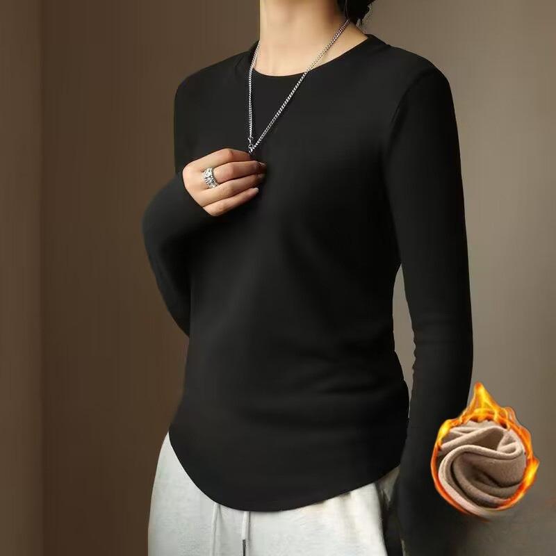 

Женский двухсторонний флисовый утолщенный базовый слой Топ с флисовой подкладкой Теплый Приталенный Лонгслив Внутренняя одежда для осени и зимы S