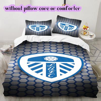 Leeds United Pattern Bedding,Quilt Set Quilt Cover Pillowcase Home Birthday Gift (1*duvet Cover+2*pillowcase,without Core)