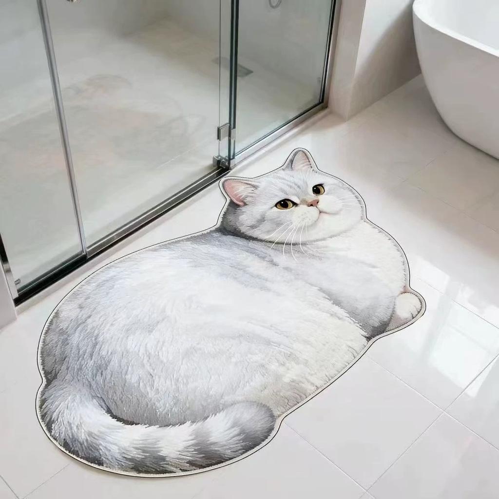 Decorazione Carina per Camera da Letto Gatto Tappeto Zerbino per Porta Tappeti con Stampa Animale per Soggiorno Spesso Lavabile Tappeto da Comodino