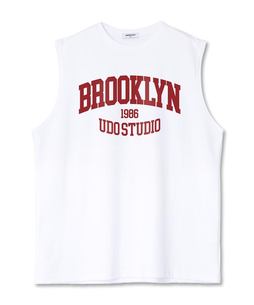UNDEROFF Oversized Crew Neck Sleeveless Brooklyn T-Shirt White & Green