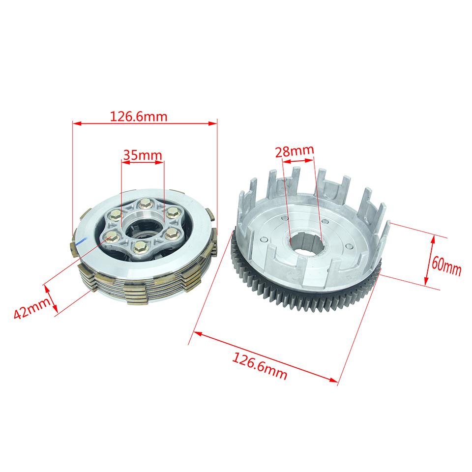 Clutch 70 Teeth Clutch 127mm Diameter,6 Plate and 6 Column for Zongshen,Bashan,Loncin Lifan CB CG200cc 250cc Water Cooled Engine