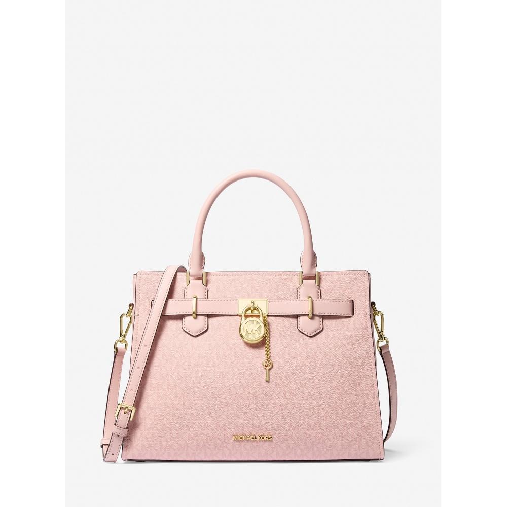 

Michael Kors Hamilton Satchel Medium Mk Signature 35t5ghms2b7278 Powder Blush F