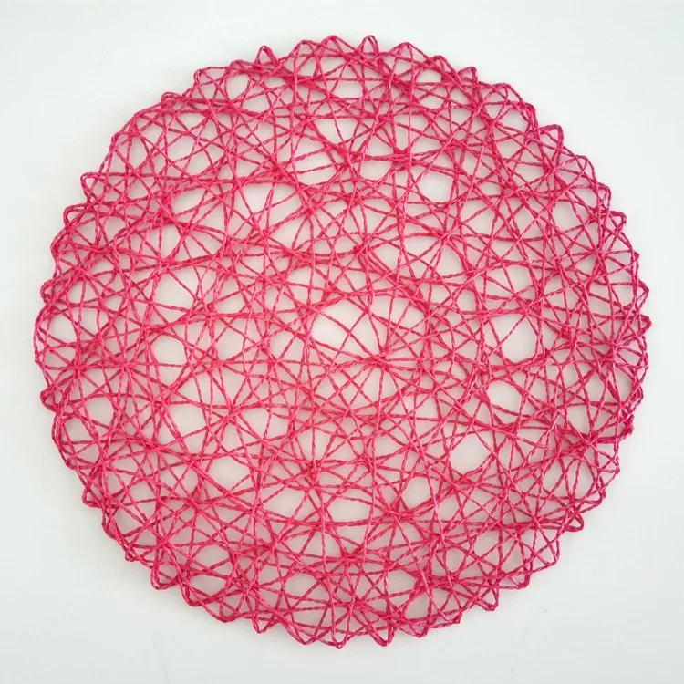 Round Paper Woven Placemats Wood Heat Resistant Rattan Brown Paper Straw for Dining Party Wedding