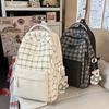 Schoolbag, student college backpack, checkered backpack, large capacity, backpack for middle and high school students, high school backpack
