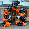 Black Halloween Balloons Garland Orange Balloon Arch Halloween Celebration Trick Treat Party Spooky Ghost Party Bar Decoration
