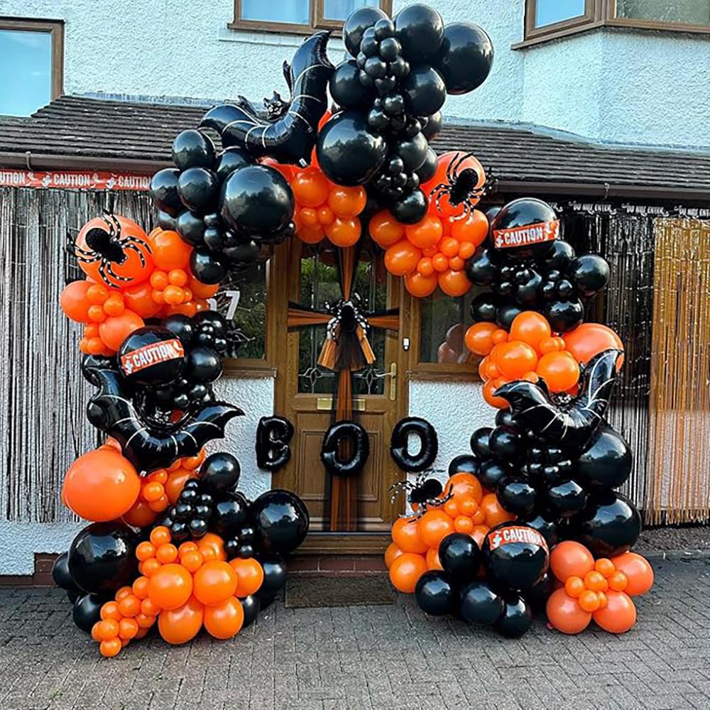 Black Halloween Balloons Garland Orange Balloon Arch Halloween Celebration Trick Treat Party Spooky Ghost Party Bar Decoration