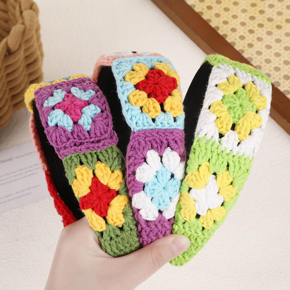 Gerste Häkeln Mori Haarband Stricken Oma Gitter Handgestricktes Stirnband Zu Windigem Lokalem Ethnischem Stil