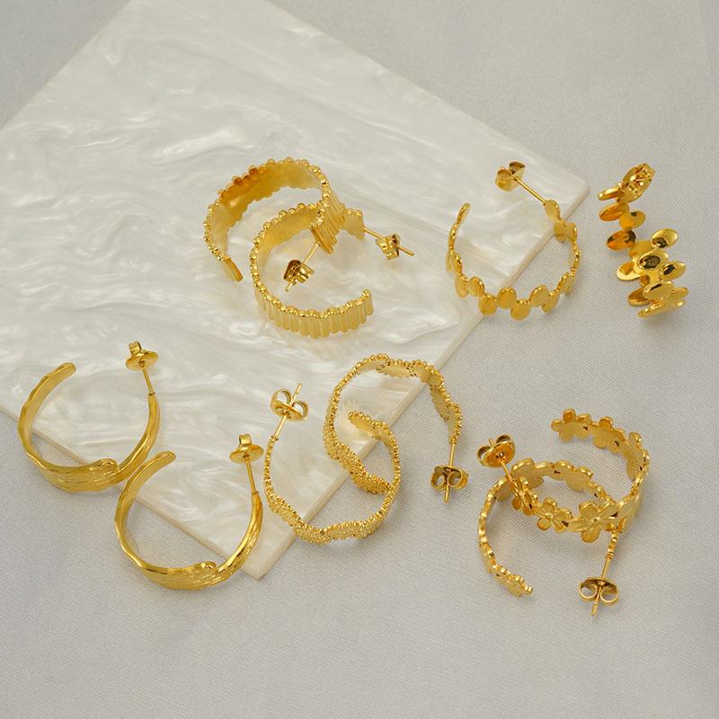 New Fashion Stainless Steel Geometric Earrings Personality Versatile Same Earrings Women