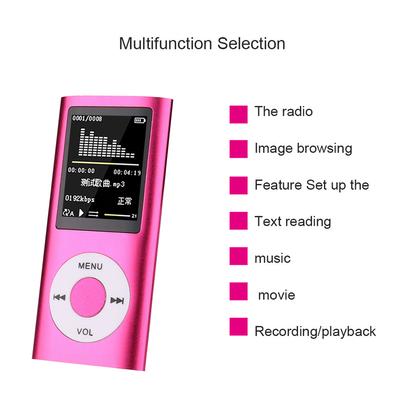 1,8-tommer MP3-afspiller Musikafspilning Med FM-radio Video E-bog Afspiller Genopladeligt Batteri