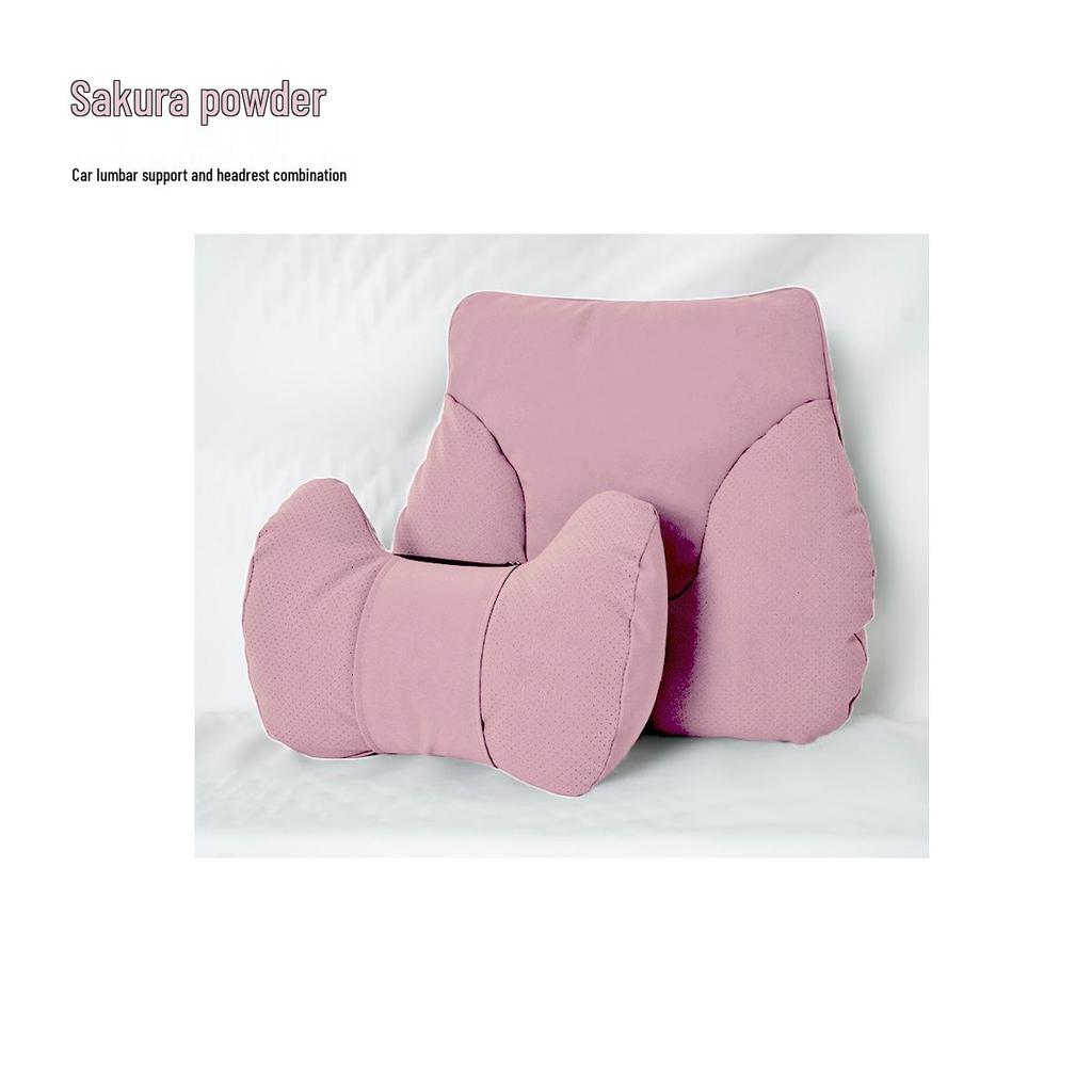 Cute S-Class Car Headrest and Lumbar Support Pillow for Comfort
