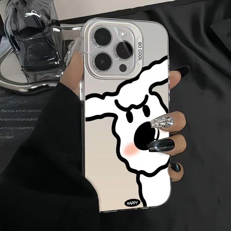 Serious little white dog for iPhone15 mobile phone case Apple 13PROMAX colored silver 11 hard girl 14 cute 78