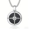 New Men's Fashion Compass Round Necklace Compass Titanium Steel Pendant
