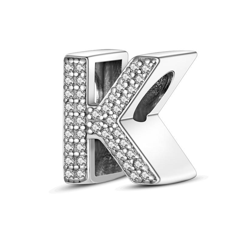 Flower Shape 26 Alphabet Letters Charm Pendant Beads For Original Brand Bracelet Diy Jewelry Making Birthday Gift
