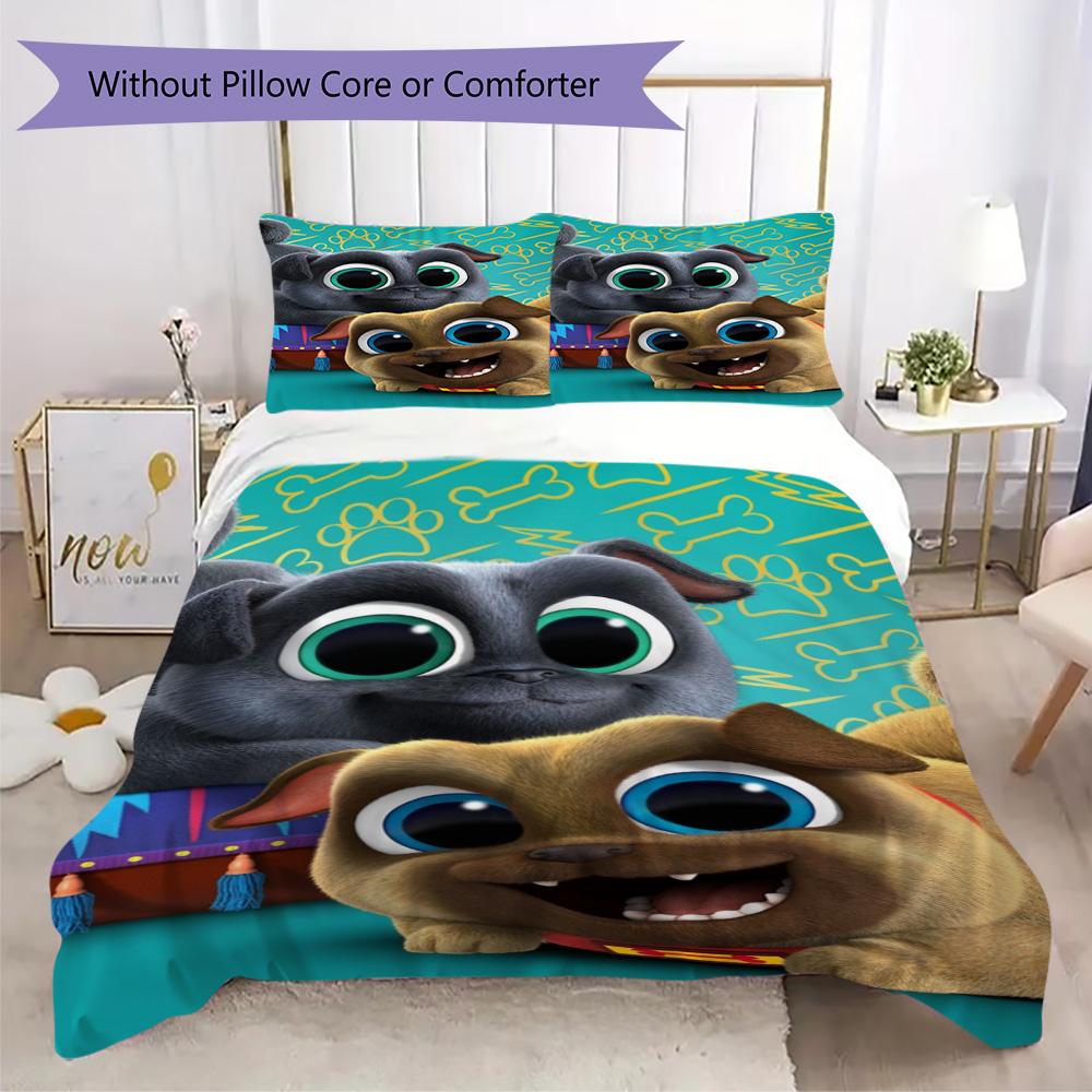 Puppy pals anime cartoon Pattern Bedding,Quilt Set Quilt Cover Pillowcase Home Birthday Gift (1*duvet cover+2*pillowcase,without core)XSJT0917517