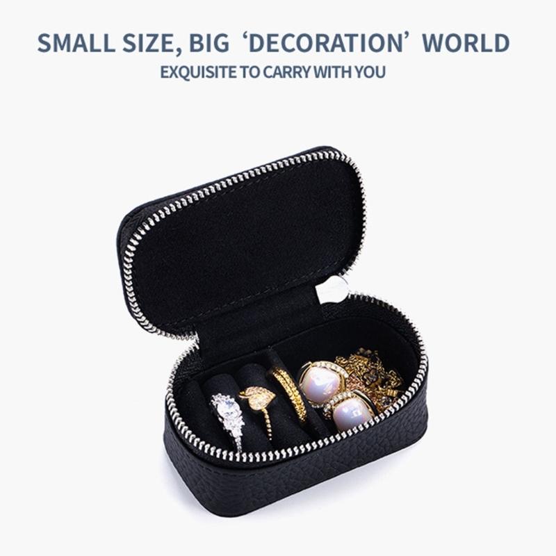 PU Leather Miniature Jewelry Storage Case Portable Design Travel Organiser For Earrings Rings And Necklaces