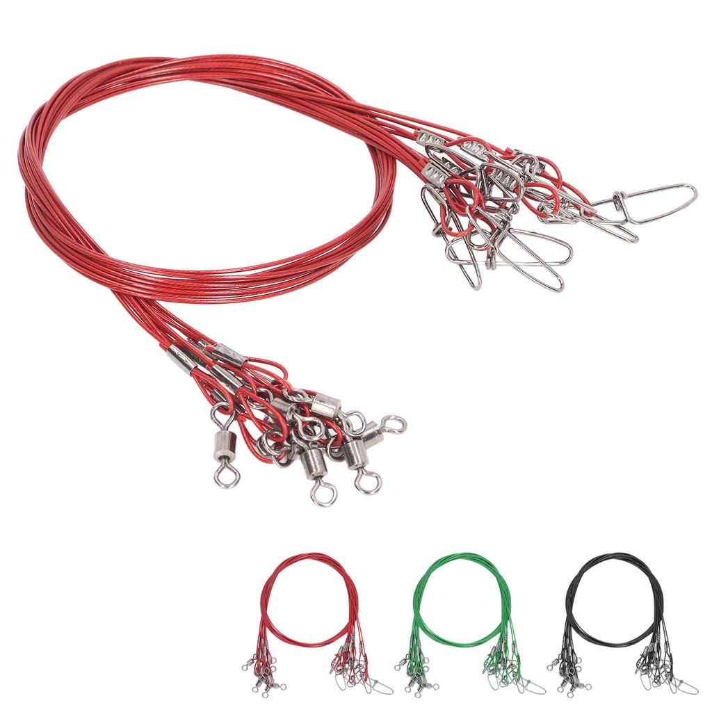 10 Stück 50cm Angelvorfächer Vorfächer Anti-Biss Angelschnur Vorfächer mit Wirbeln Ine Vorfächer