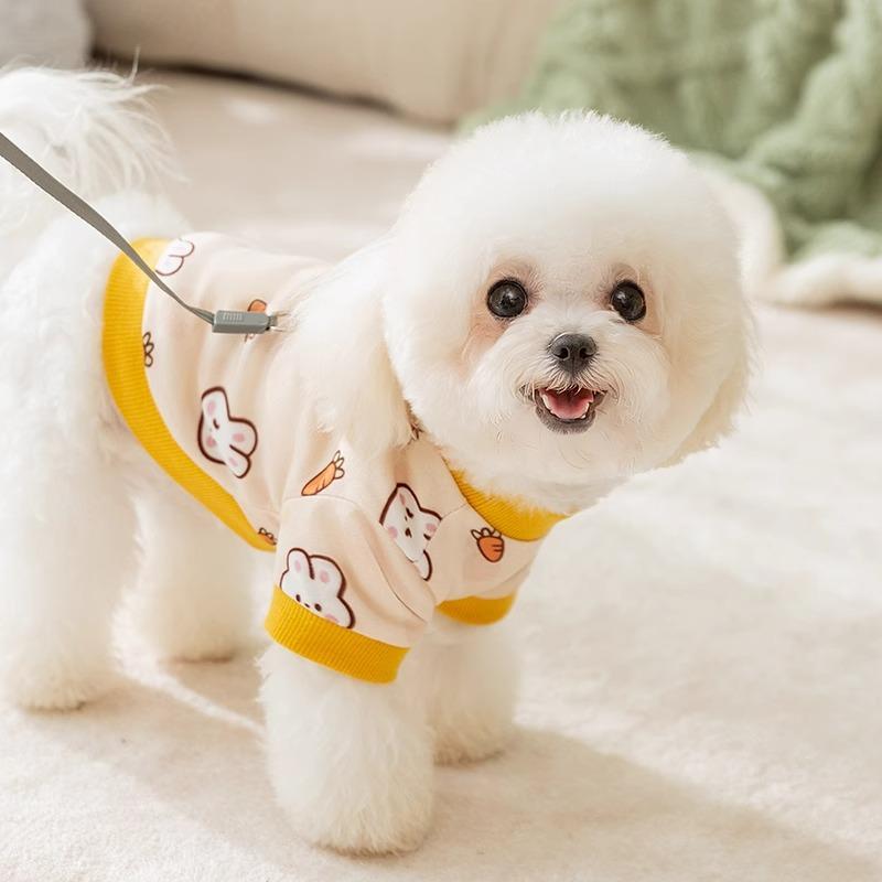 Autumn and Winter Dog Cartoon Cute Bunny German Velvet Home Clothes Medium and Small Dog Cat Bottoming Shirt Pet Clothes