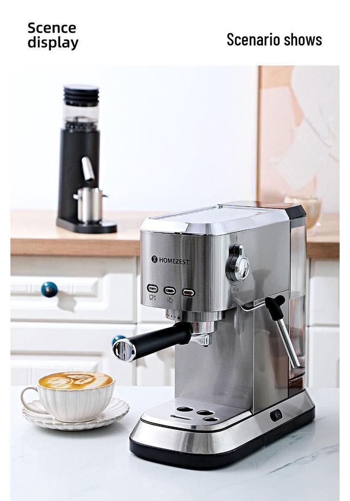 Cross Semi-Auto Espresso Machine - 19 Bar, Home/Office Compatible, Steam Milk Frother