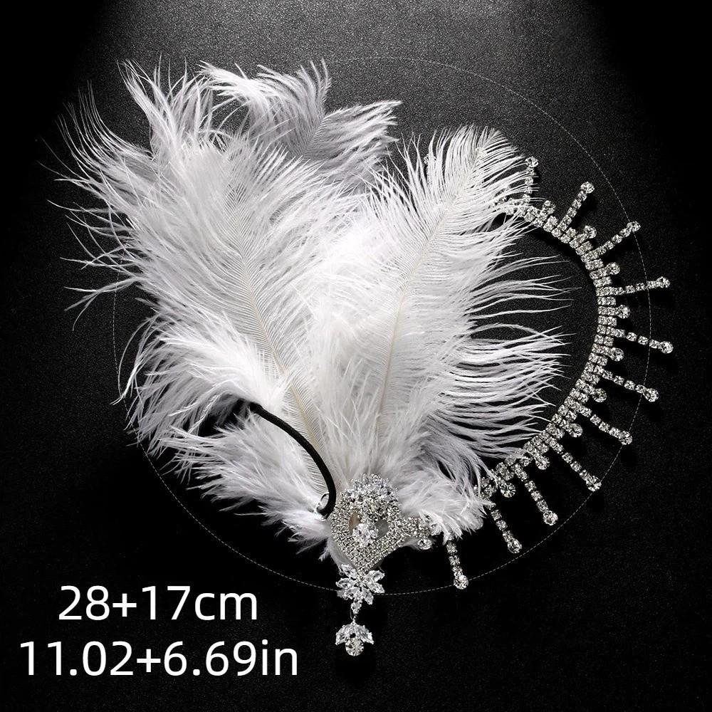 Vintage Cosplay Dress Headwear Crystal 1920s Hair Accessories Feather Headband Stage Performance