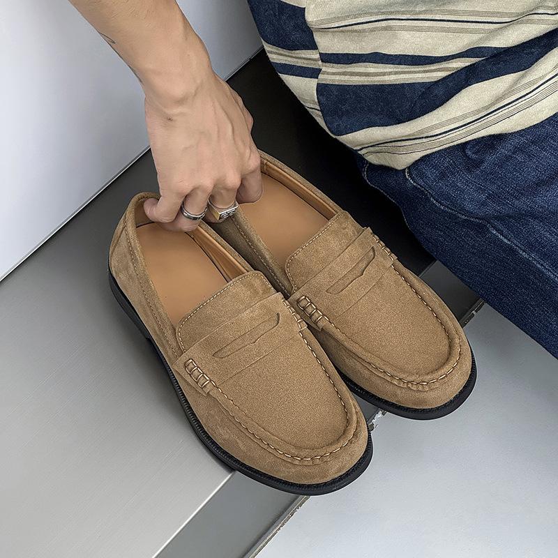 Spring and summer old money wind retro round head lazy turning fur Japanese leather shoes soft sole single shoes tide