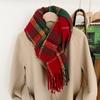 New Year's Christmas Atmosphere Scarf Women's Winter Korean Retro Red Plaid with Warm Long Shawl Scarf