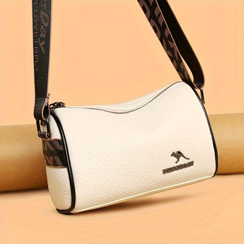 Elegancka torebka typu crossbody ze sztucznej skóry, miękka torebka na ramię z szerokim paskiem, damska mini torebka na telefon zapinana na zamek błyskawiczny