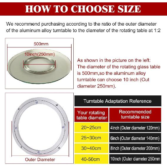 Aluminum Alloy Turntable Bearing 10" Heavy Duty Swivel Turntable Lazy Susan Rotating Bearing Turntable Round Dining Table Swivel Plate for