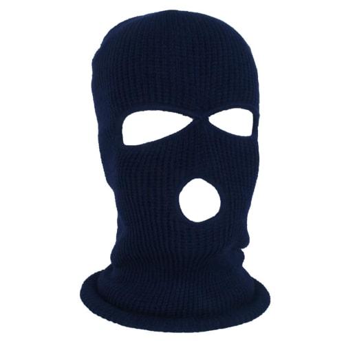 Trifong Knit Balaclava, Navy Blue, 3-Eye Hole, Winter Warmth, Breathable, Lightweight, Full-Head Mask, Windproof, for Airsoft, Motorcycles, Fishing, C