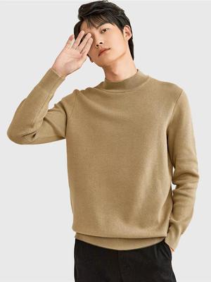 Fresh and Elegant Sweatwear Mens Anti-pilling High Quality Knitted Turtleneck Sweater Slim Fit Long Sleeve Pullover Solid Color Trend Men Clothing
