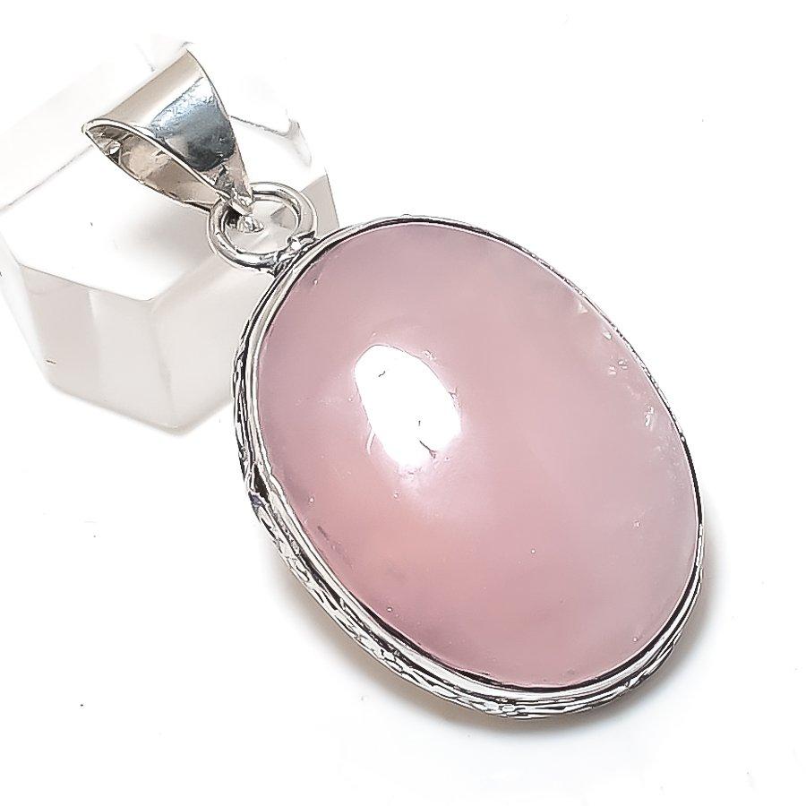 

Natural Rose Quartz Gemstone 925 Sterling Silver Jewelry Pendant 1.85 U2o63