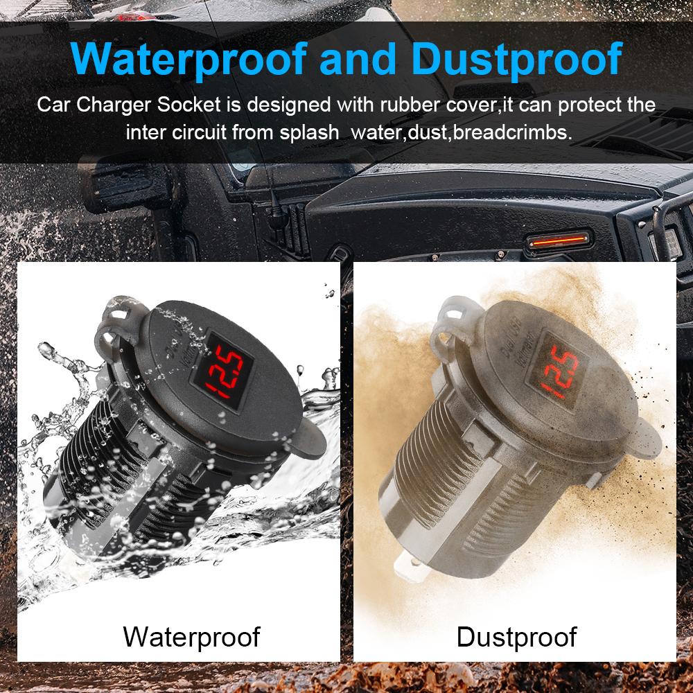 12V Auto USB Ladegerät Adapter 24V Zigarettenanzünder Ladegerät Dual USB Zigarettenanzünder mit Voltmeter 4,2A Auto Schnellladegerät Zigarre