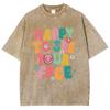 Colorful Cute Letter Print T-Shirt Unisex Fashion Round Neck Washed Cotton Short Sleeve Top 2024 Design Sense Casual Tee