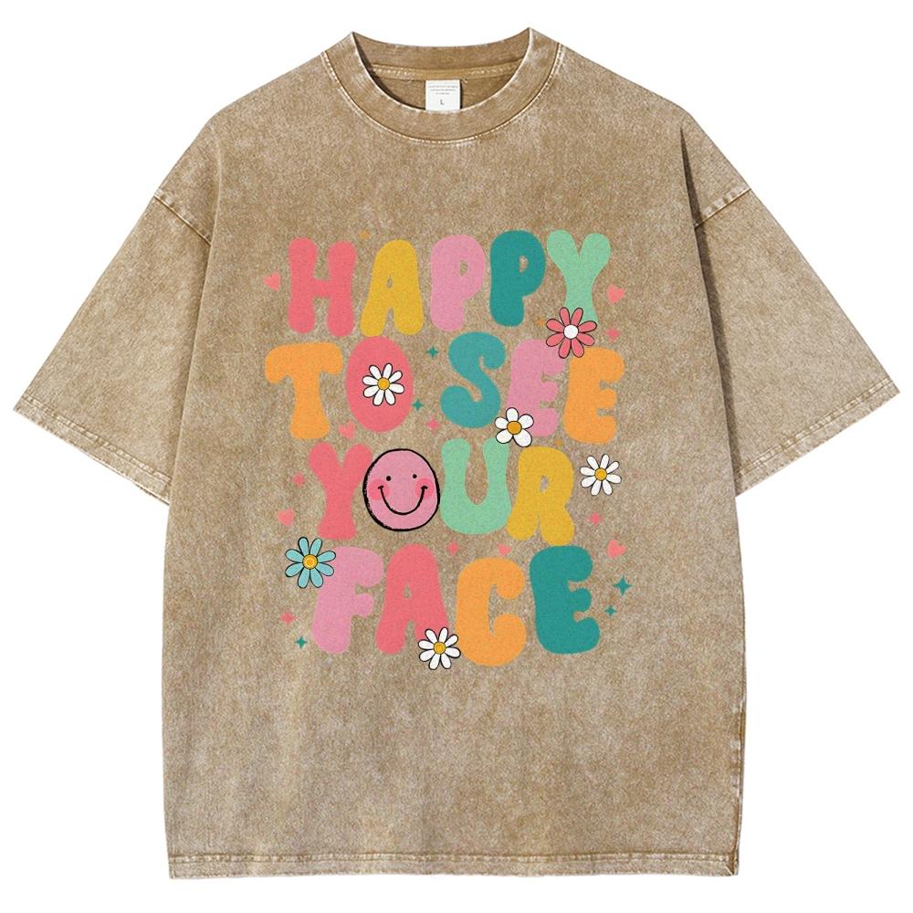 Colorful Cute Letter Print T-Shirt Unisex Fashion Round Neck Washed Cotton Short Sleeve Top 2024 Design Sense Casual Tee
