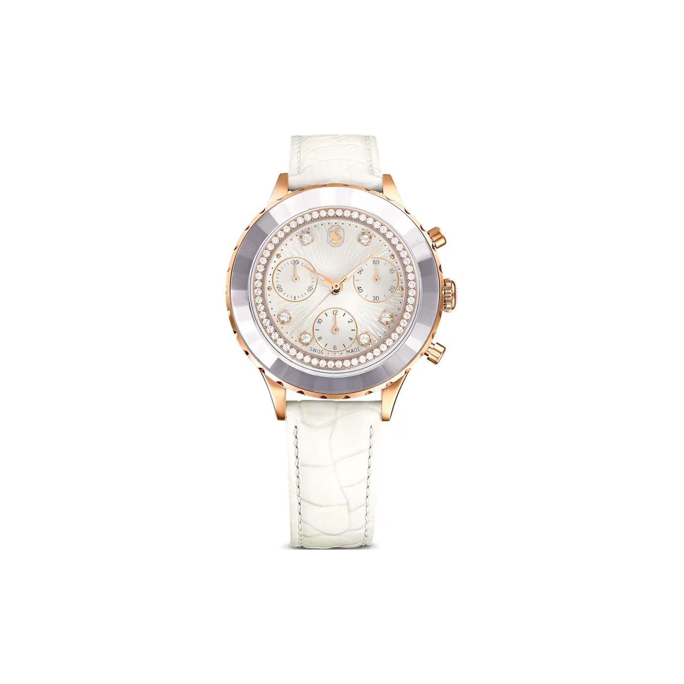 

Swarovski Octea Chrono Series Watch Quartz Movement Leather Strap White Dial 50 Meters Water Resistant Unisex watches 5671150 White Dial