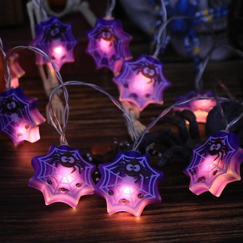 Halloween 10/20 LED Battery Powered String Lights With Ghost Witch Cat Pumpkin Spider Web Skeleton Mummy Pirate Shape Indoor