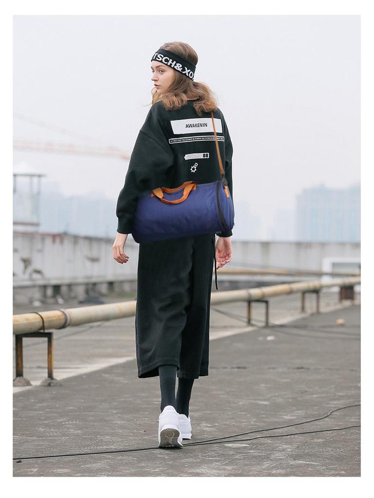 Cross-border Cylinder Bag: Unisex Folding Tote, Travel Sports, Large Capacity, Water-Resistant Fitness Luggage