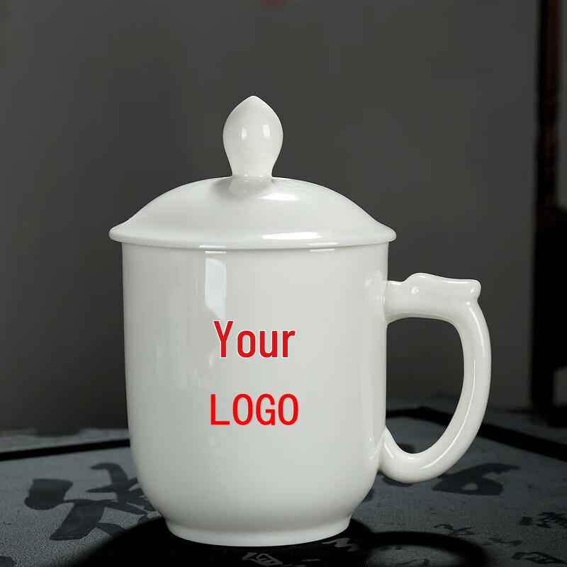 Elegant White Porcelain Office Tea Mug with Lid