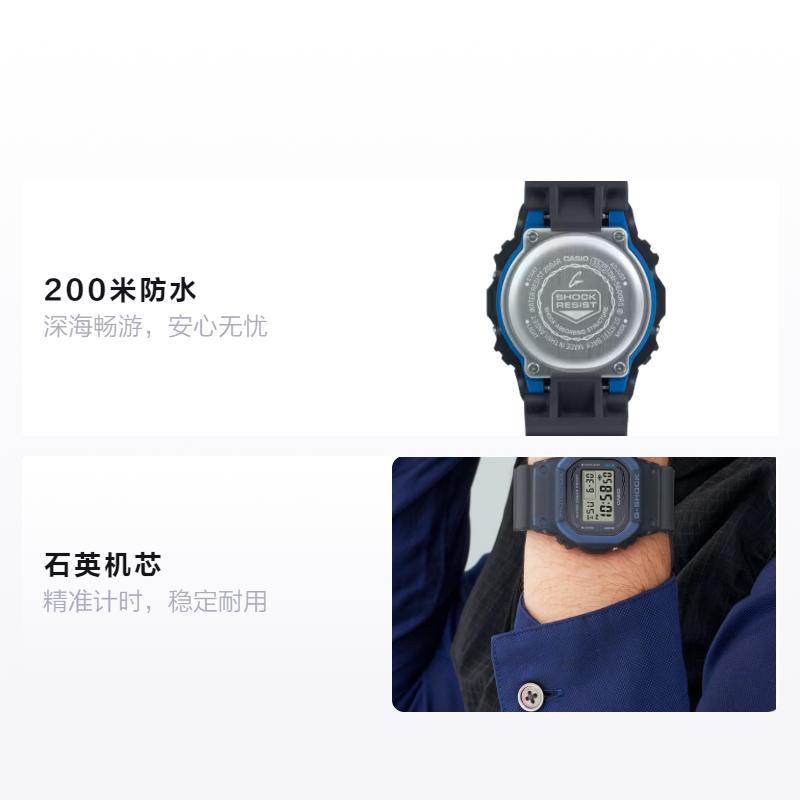 

CASIO 5600 series 200m waterproof depth fully automatic calendar Quartz resin strap men s watch gray dial DW-5600RS-8JF сірий колір