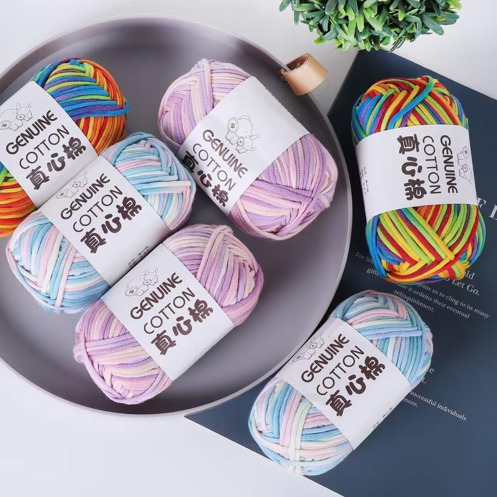 50g New Heart-filled Cotton-colored Wool,Genuine Cotton DIY Knitting Cloth Strip Thread,Hand-woven Toy Scarf Thread,Thick Yarn
