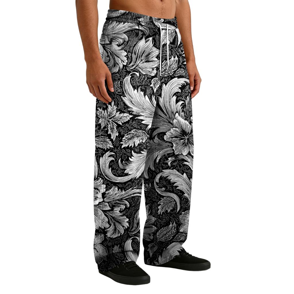 Men's Casual Stretch Waist Drawstring Straight-Leg Pants