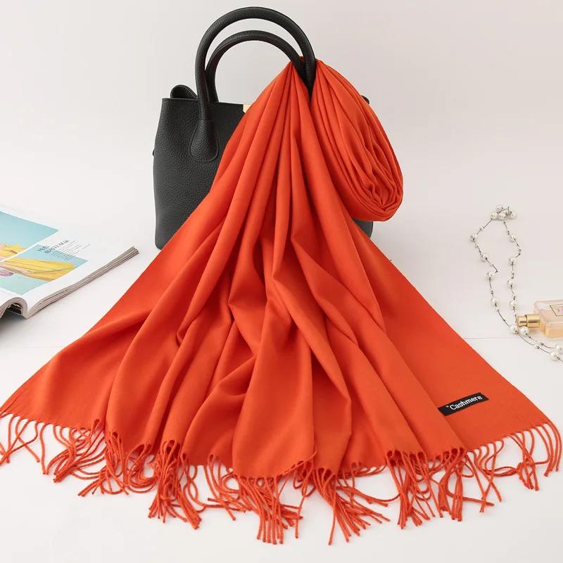 Autumn Winter Solid Imitation Cashmere Scarf for Men Women Tassel Intensification Warm Shawl Fashion Necklaces Wrap Long Scarves