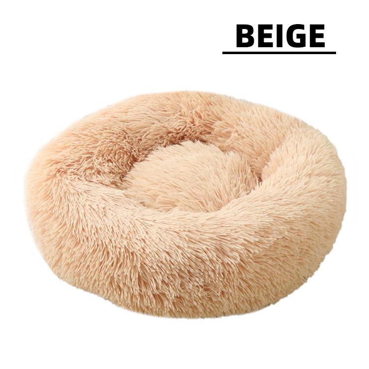 Dropshipping Long Faux Fur Pet Bed Comfortable Waterproof Plush Donut Round Dog Bed Soft Washable Cat Bed Removable Pet Cushion