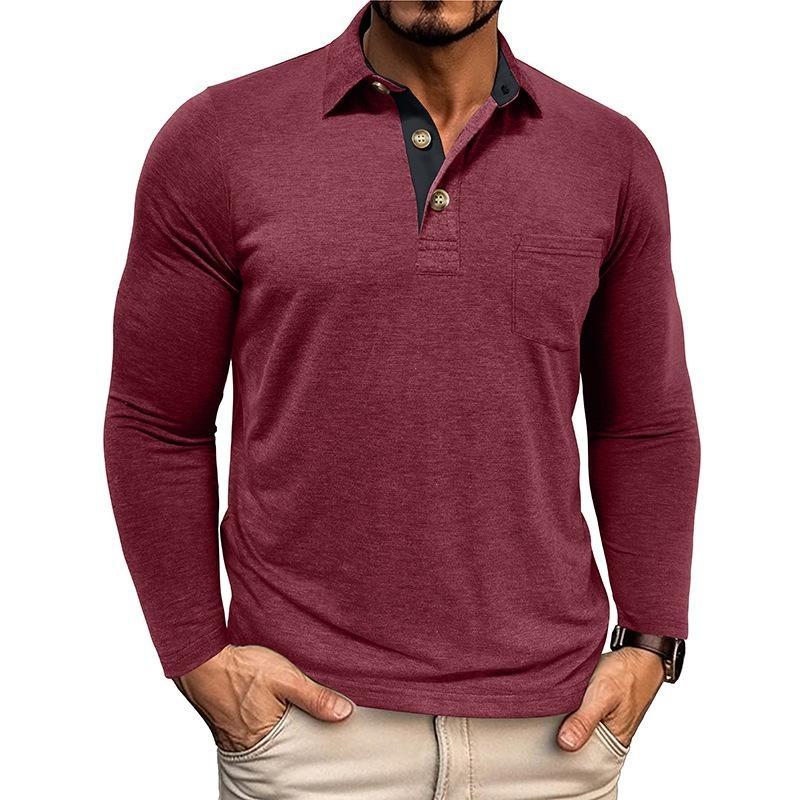 2025 New Autumn and Winter Men's Long-sleeved Lapel T-shirt Polo Shirt