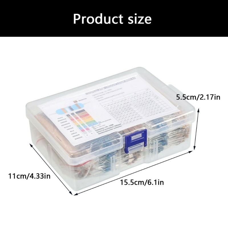 1/8W Resistance Film Resistor with Box 130 Values 2600pcs Resistor Assortment Set for DIY Projects and Experiments